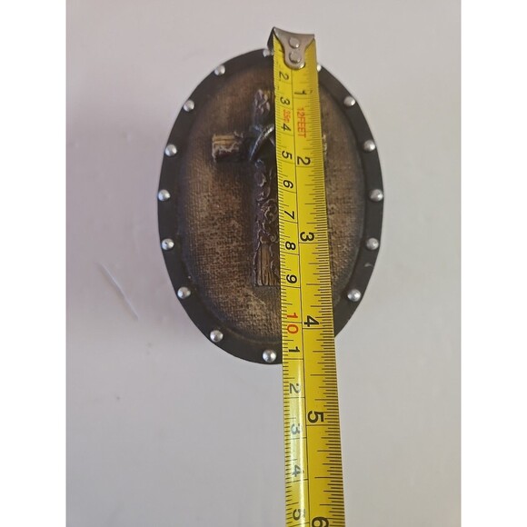 Western Cross Trinket Box Oval Rustic Wood Resin Brown Decorative Storage Box - Picture 10 of 10